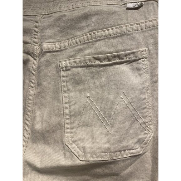 New MOTHER Women Tie Patch Looker Beige Tan Skinny Jeans High Rise Pockets 26 - Picture 6 of 9